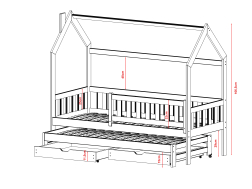 Dvigulė vaikiška lova su stalčiais MONKEY 90x190