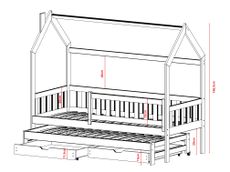 Dvigulė vaikiška lova su stalčiais MONKEY 90x200