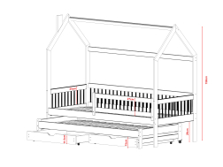 Dvigulė vaikiška lova su stalčiais PAPI 90x200
