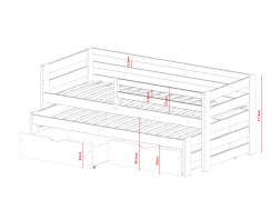 Dvigulė vaikiška lova su stalčiais SENSO 80x180