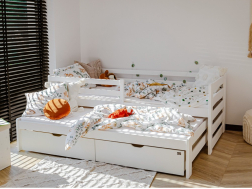 Dvigulė vaikiška lova su stalčiais SENSO 80x180