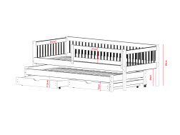Dvigulė vaikiška lova su stalčiais SOFTI 80x200