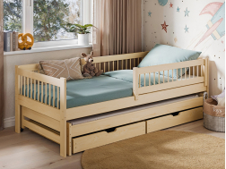 Dvigulė vaikiška lova su stalčiais SOFTI 90x190