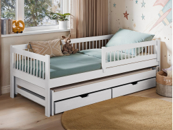 Dvigulė vaikiška lova su stalčiais SOFTI 90x190