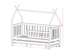 Dvigulė vaikiška lova su stalčiais TYTUS 90x200