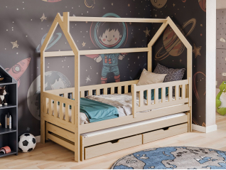 Dvigulė vaikiška lova su stalčiais MONKEY 80x180
