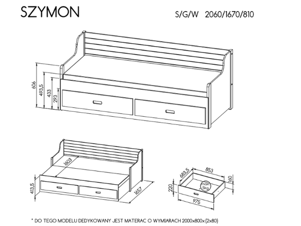 Dvigulė lova SZYMON 4 Dvigulė lova SZYMON 4