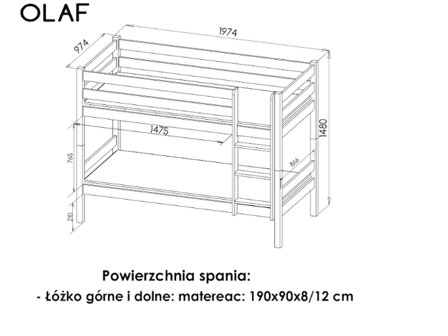 Dviaukštė lova OLAF 1 Dviaukštė lova OLAF 1