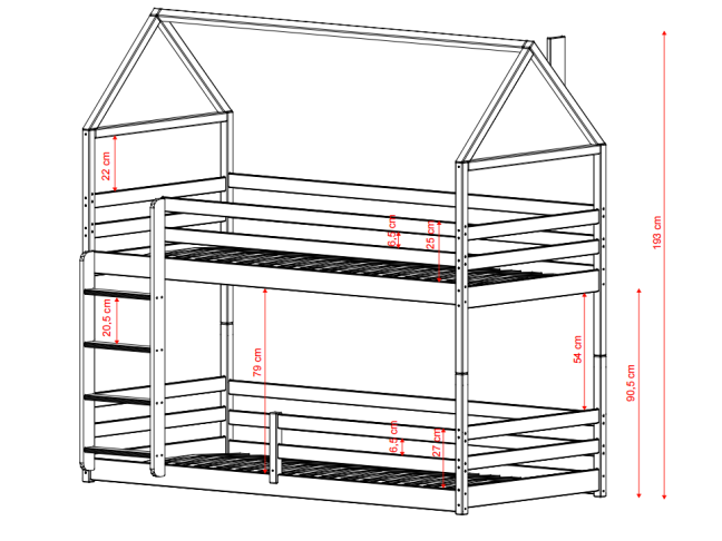 Dviaukštė vaikiška lova AXEL 80x180 5