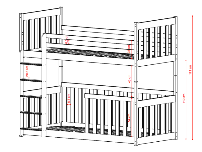 Dviaukštė vaikiška lova CRIS 90x200 4 Dviaukštė vaikiška lova CRIS 90x200 4