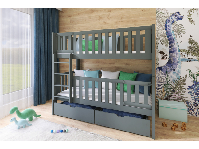 Dviaukštė vaikiška lova su stalčiais KSAWERY 80x180 1 Dviaukštė vaikiška lova su stalčiais KSAWERY 80x180 1