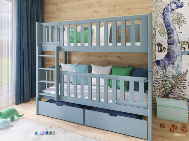 Dviaukštė vaikiška lova su stalčiais KSAWERY 80x180