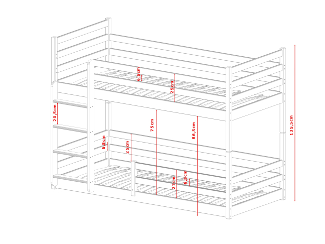 Dviaukštė vaikiška lova MINI 80x180 4 Dviaukštė vaikiška lova MINI 80x180 4