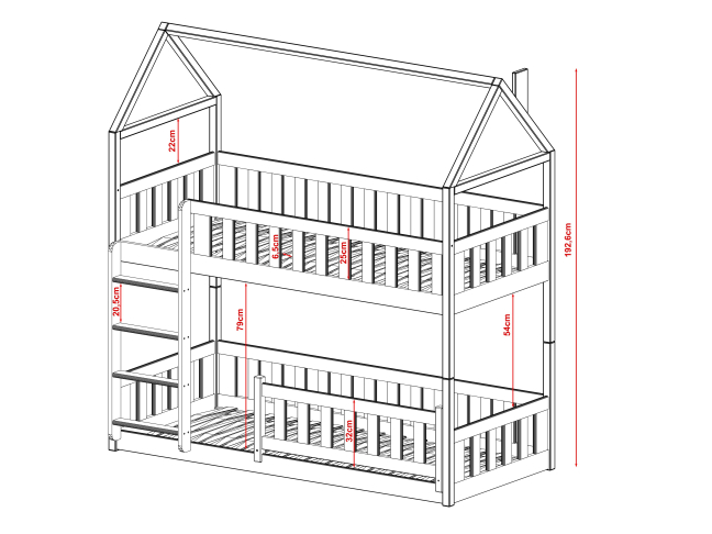 Dviaukštė vaikiška lova POLA 80x180 4 Dviaukštė vaikiška lova POLA 80x180 4