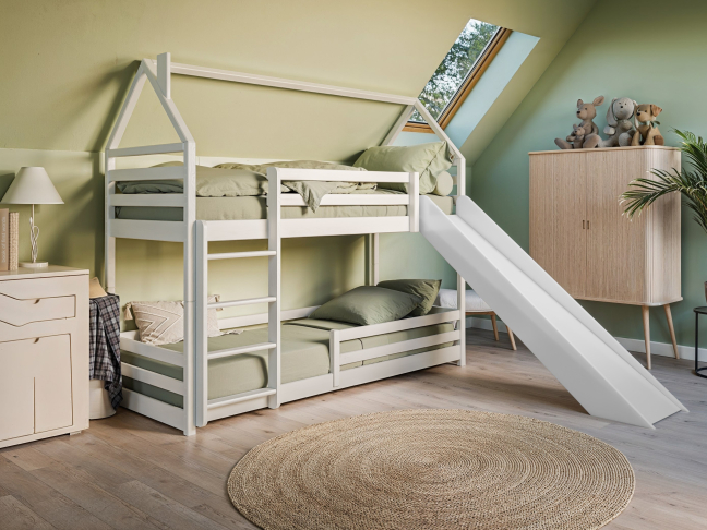 Dviaukštė vaikiška lova su čiuožykla PLAY 80x180 1 Dviaukštė vaikiška lova su čiuožykla PLAY 80x180 1