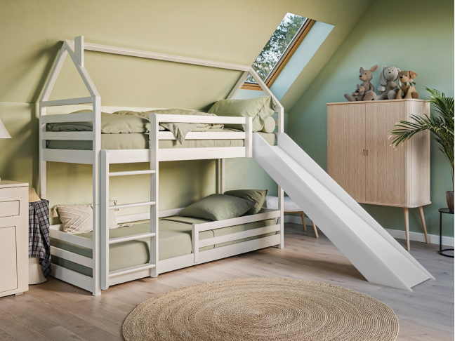 Dviaukštė vaikiška lova su čiuožykla PLAY 80x200 Dviaukštė vaikiška lova su čiuožykla PLAY 80x200