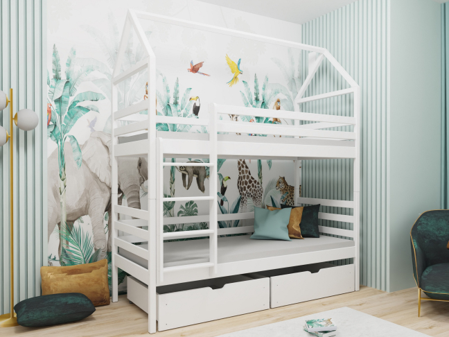 Dviaukštė vaikiška lova su stalčiais ALEX 80x180 Dviaukštė vaikiška lova su stalčiais ALEX 80x180