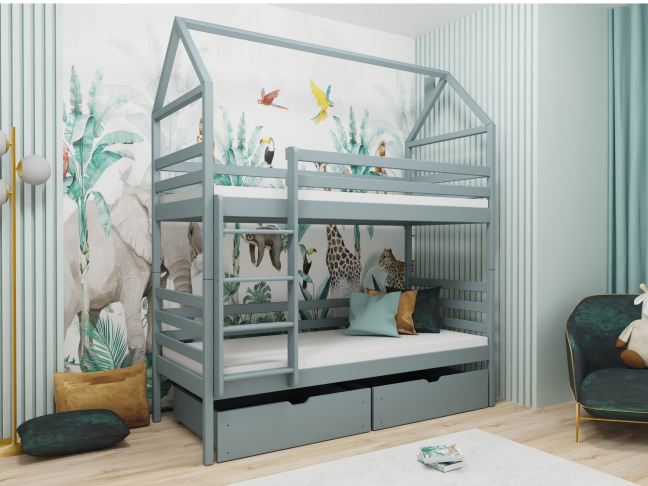 Dviaukštė vaikiška lova su stalčiais ALEX 80x200 3 Dviaukštė vaikiška lova su stalčiais ALEX 80x200 3