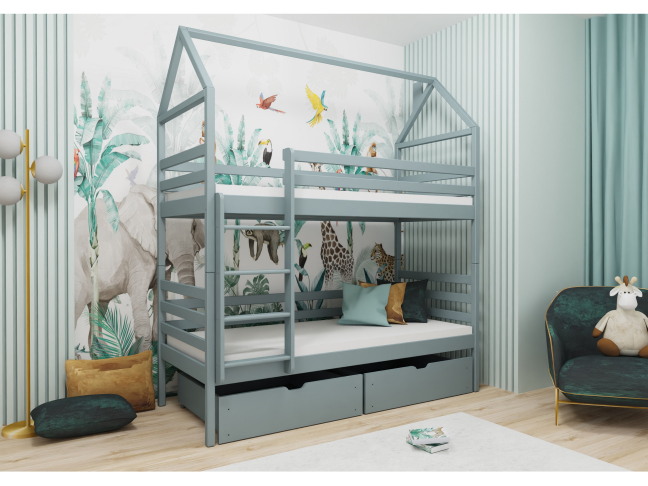 Dviaukštė vaikiška lova su stalčiais ALEX 90x200 3