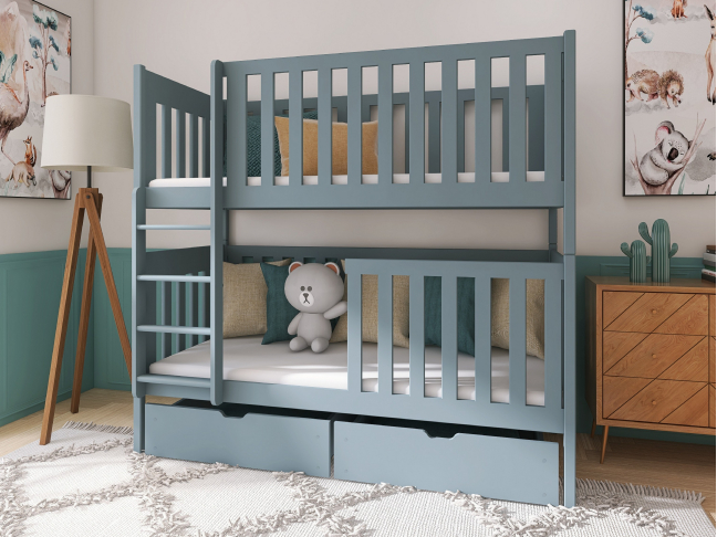 Dviaukštė vaikiška lova su stalčiais DAWID 80x180 2
