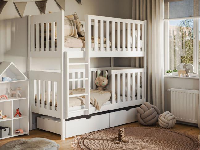 Dviaukštė vaikiška lova su stalčiais DAWID 80x200