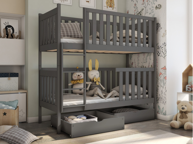 Dviaukštė vaikiška lova su stalčiais DAWID 80x200 11 Dviaukštė vaikiška lova su stalčiais DAWID 80x200 11