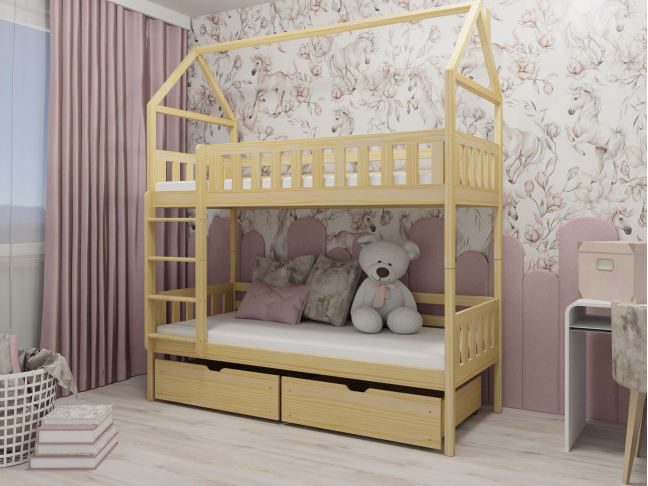Dviaukštė vaikiška lova su stalčiais GAJA 80x160 5