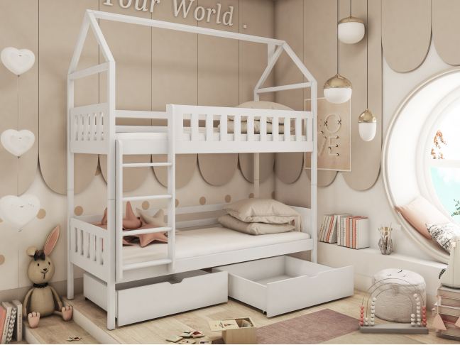 Dviaukštė vaikiška lova su stalčiais GAJA 80x160 2