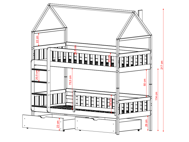 Dviaukštė vaikiška lova su stalčiais GAJA 80x180 6 Dviaukštė vaikiška lova su stalčiais GAJA 80x180 6