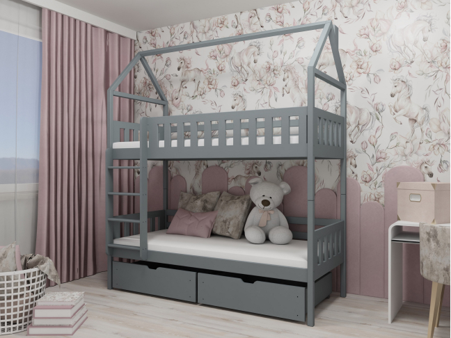 Dviaukštė vaikiška lova su stalčiais GAJA 80x180 4