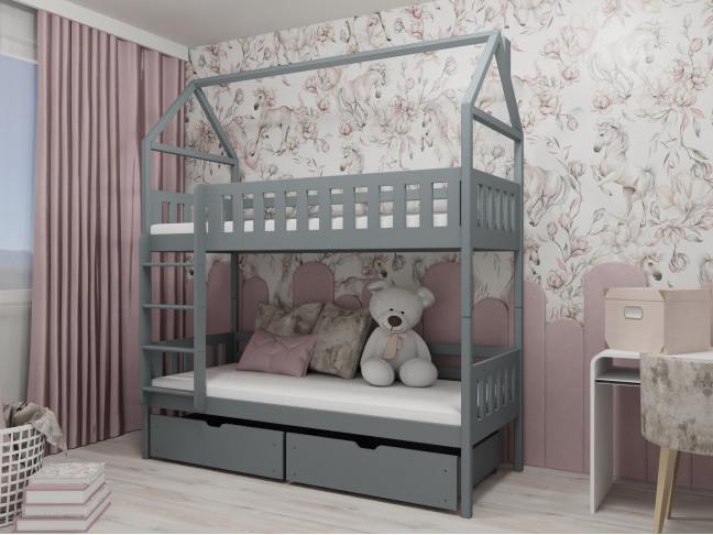 Dviaukštė vaikiška lova su stalčiais GAJA 80x200 4