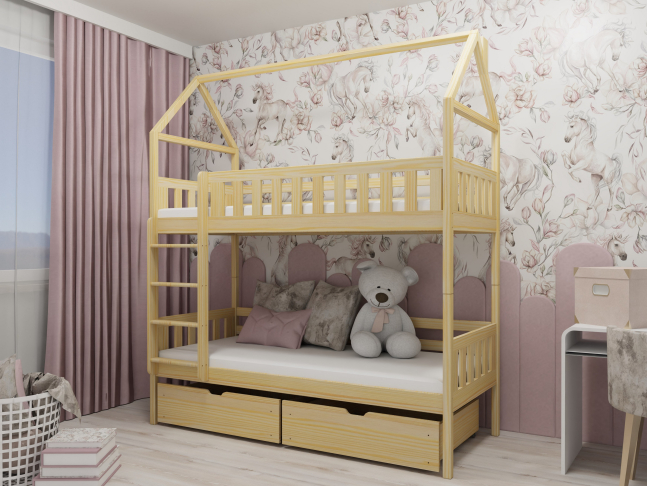 Dviaukštė vaikiška lova su stalčiais GAJA 80x200 5