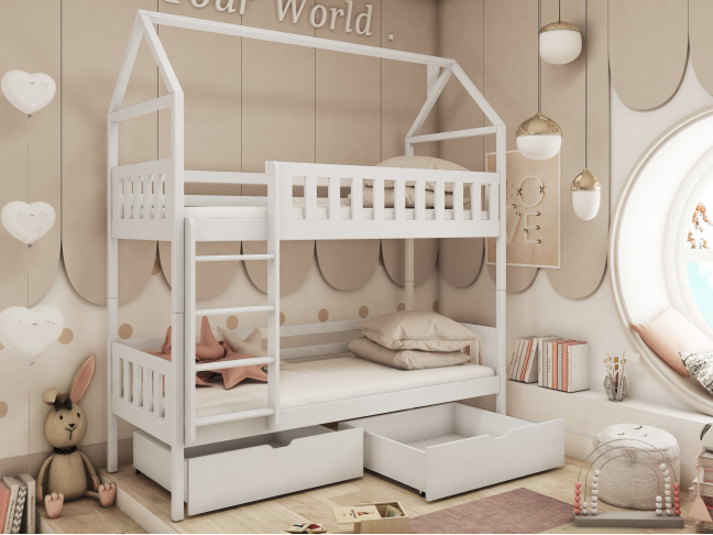 Dviaukštė vaikiška lova su stalčiais GAJA 90x200 4
