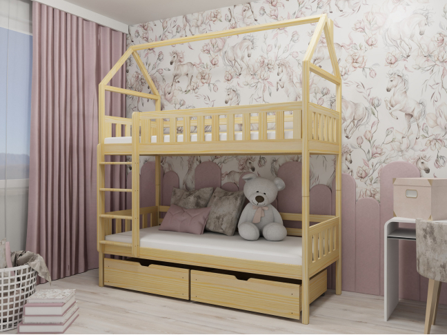 Dviaukštė vaikiška lova su stalčiais GAJA 90x200 5