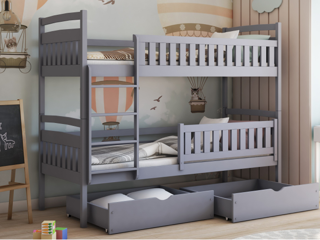 Dviaukštė vaikiška lova su stalčiais IGNAS 90x200 1