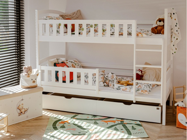 Dviaukštė vaikiška lova su stalčiais IGNAS 90x200