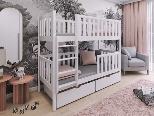 Dviaukštė vaikiška lova su stalčiais MICHALINA 80x200