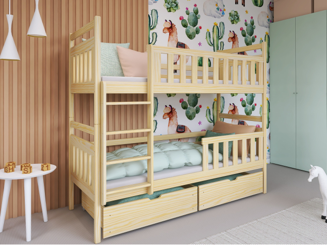 Dviaukštė vaikiška lova su stalčiais MONIKA 80x180 Dviaukštė vaikiška lova su stalčiais MONIKA 80x180