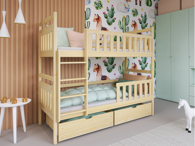 Dviaukštė vaikiška lova su stalčiais MONIKA 80x200 Dviaukštė vaikiška lova su stalčiais MONIKA 80x200