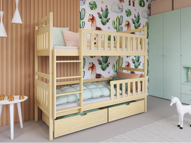 Dviaukštė vaikiška lova su stalčiais MONIKA 90x190 Dviaukštė vaikiška lova su stalčiais MONIKA 90x190