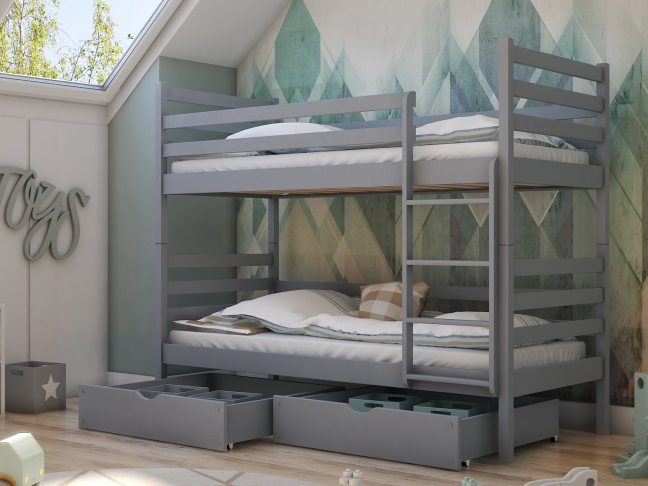 Dviaukštė vaikiška lova su stalčiais NEMO 90x200 1 Dviaukštė vaikiška lova su stalčiais NEMO 90x200 1
