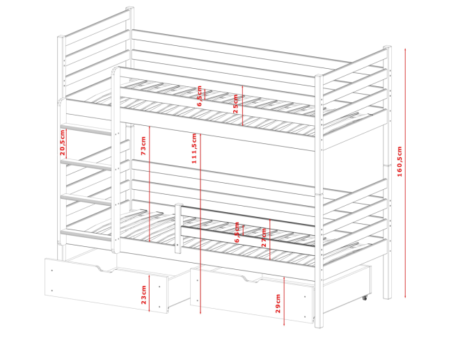 Dviaukštė vaikiška lova su stalčiais NEMO 90x200 4 Dviaukštė vaikiška lova su stalčiais NEMO 90x200 4
