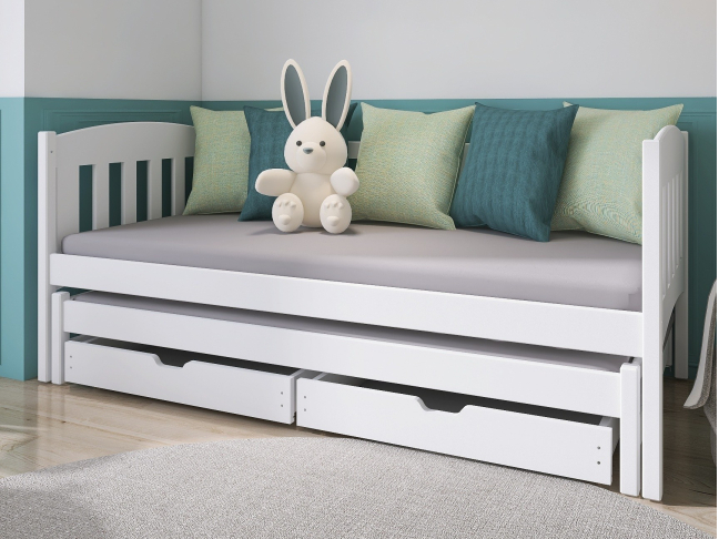 Dvigulė vaikiška lova su stalčiais AMELKA 90x190 Dvigulė vaikiška lova su stalčiais AMELKA 90x190