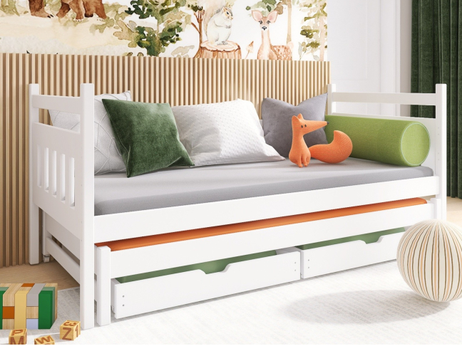 Dvigulė vaikiška lova su stalčiais DANIEL 80x160