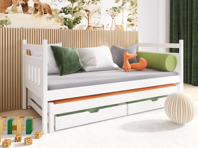 Dvigulė vaikiška lova su stalčiais DANIEL 80x180