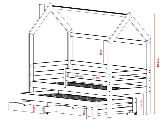 Dvigulė vaikiška lova su stalčiais DANIEL 90x200 5