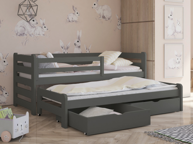 Dvigulė vaikiška lova su stalčiais SENSO 80x200