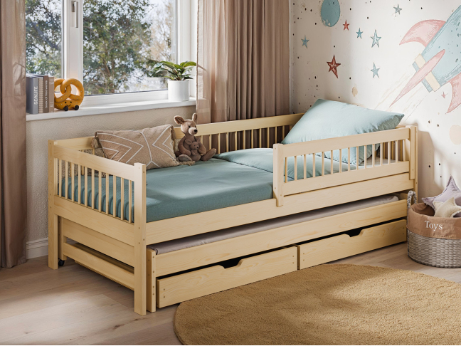 Dvigulė vaikiška lova su stalčiais SOFTI 80x180 3 Dvigulė vaikiška lova su stalčiais SOFTI 80x180 3