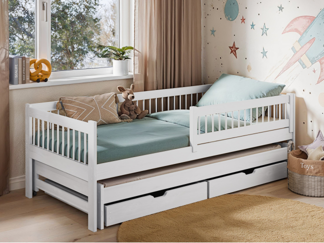 Dvigulė vaikiška lova su stalčiais SOFTI 80x200