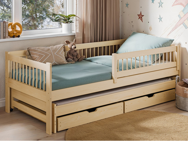 Dvigulė vaikiška lova su stalčiais SOFTI 80x200 2 Dvigulė vaikiška lova su stalčiais SOFTI 80x200 2